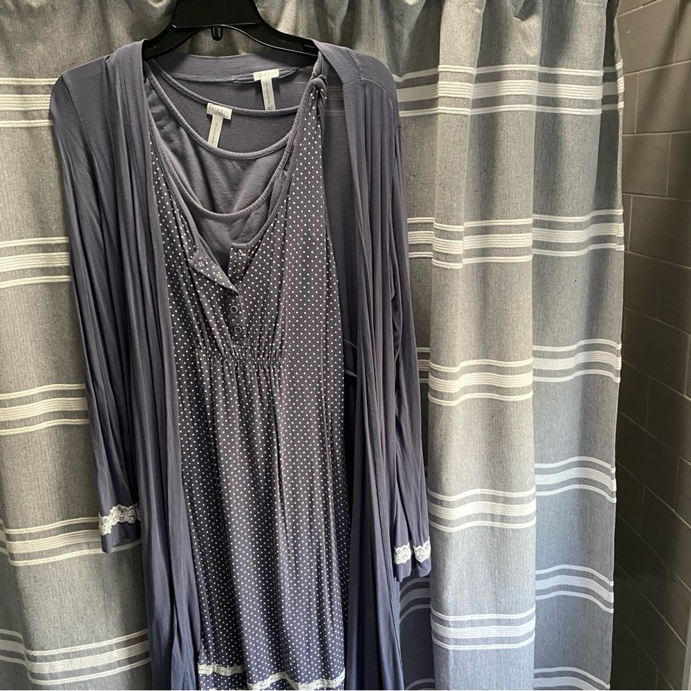 Nursing or pumping friendly nightgown with matching robe